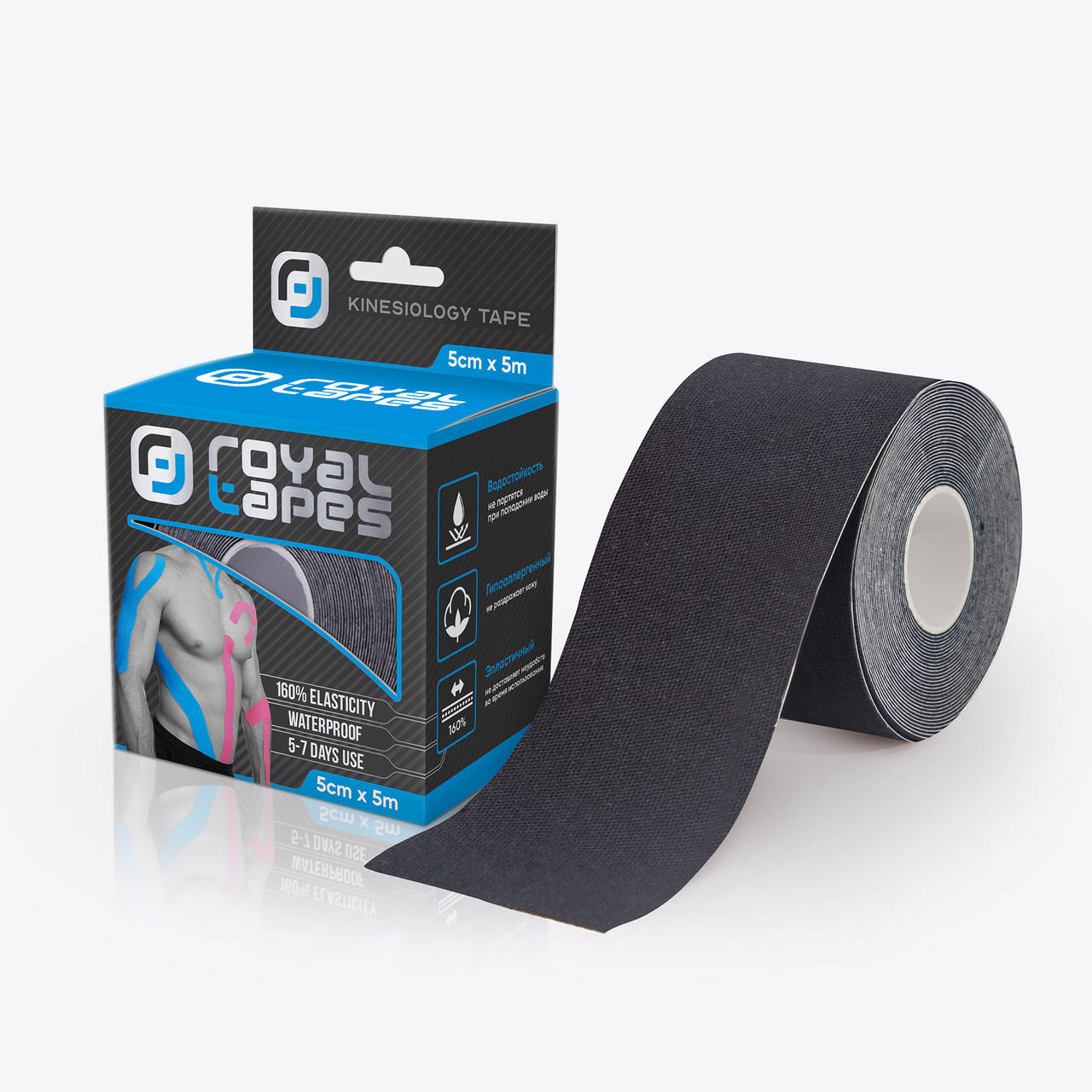 

Кинезио тейп для тела Royal Tapes body care (5см х 5м) - черный