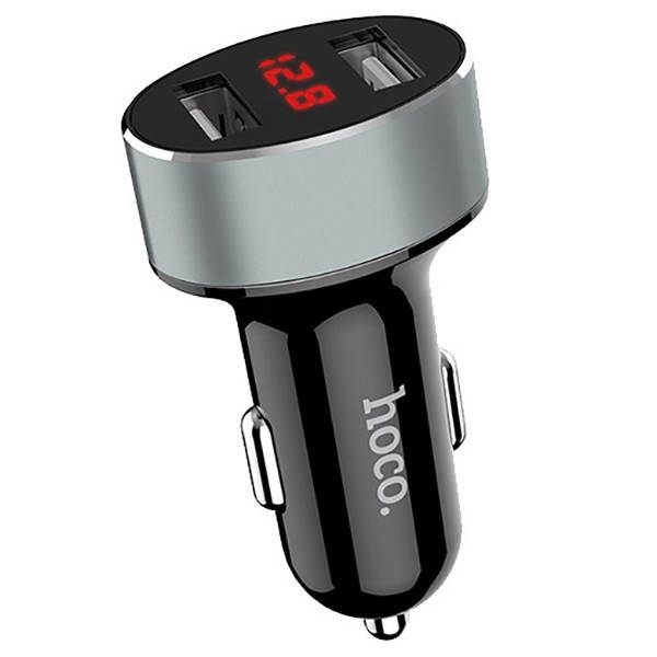

Автомобильная зарядка в прикуриватель 2 выхода 2USB Hoco Z26 Black c дисплеем 2.1A