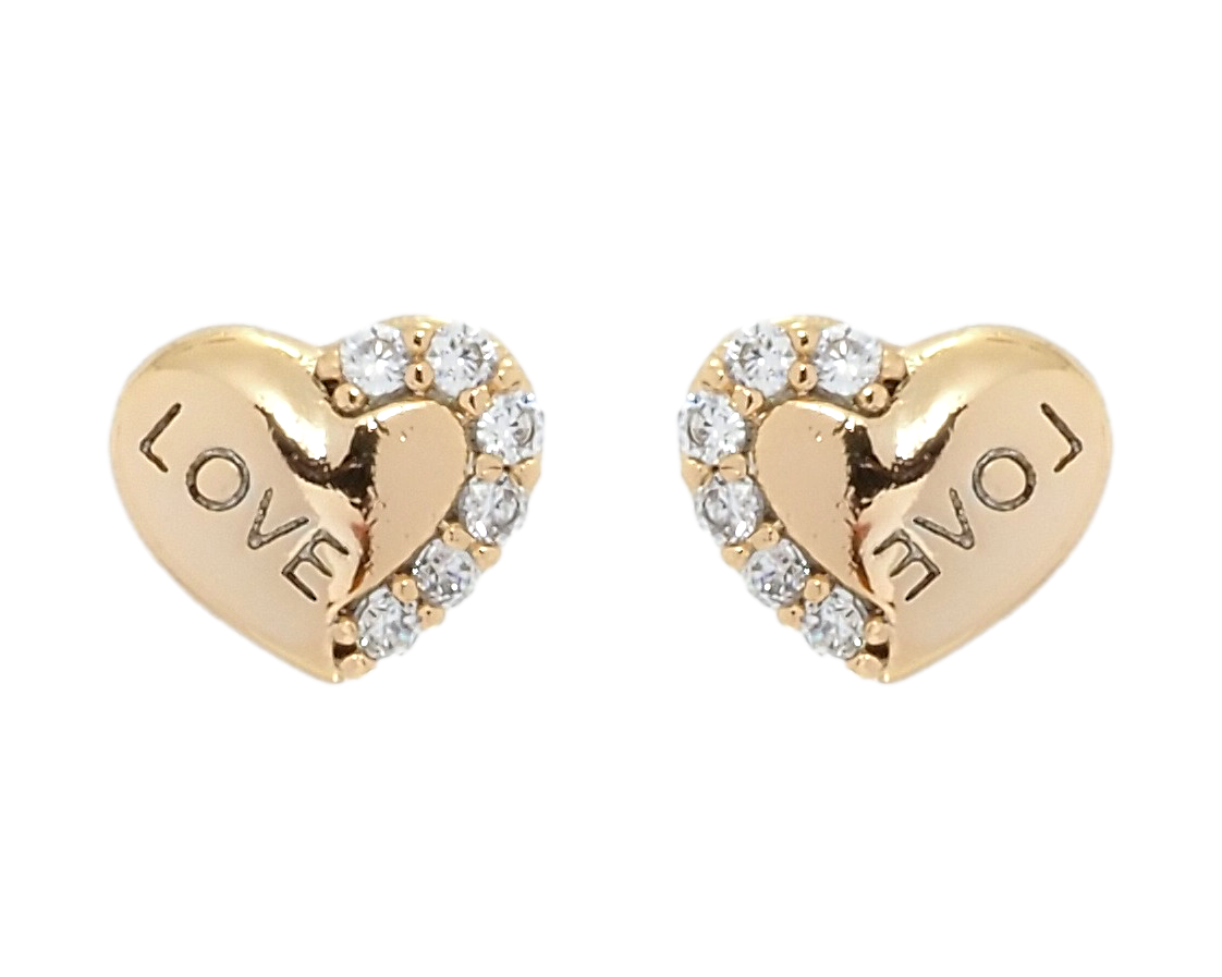 

Серьги Xuping Позолота 18K гвоздики (пусеты) "Сердечки с цирконием"
