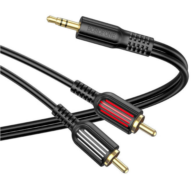 

Аудио-кабель AUX для телефона/ смартфона Borofone BL11 3.5 мм jack 2хRCA 1.5 м Черный