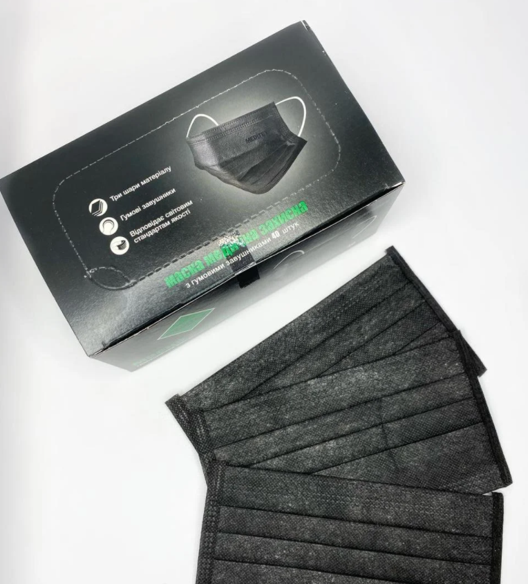 

Маска медицинская Meditex 40 шт черная, Черный