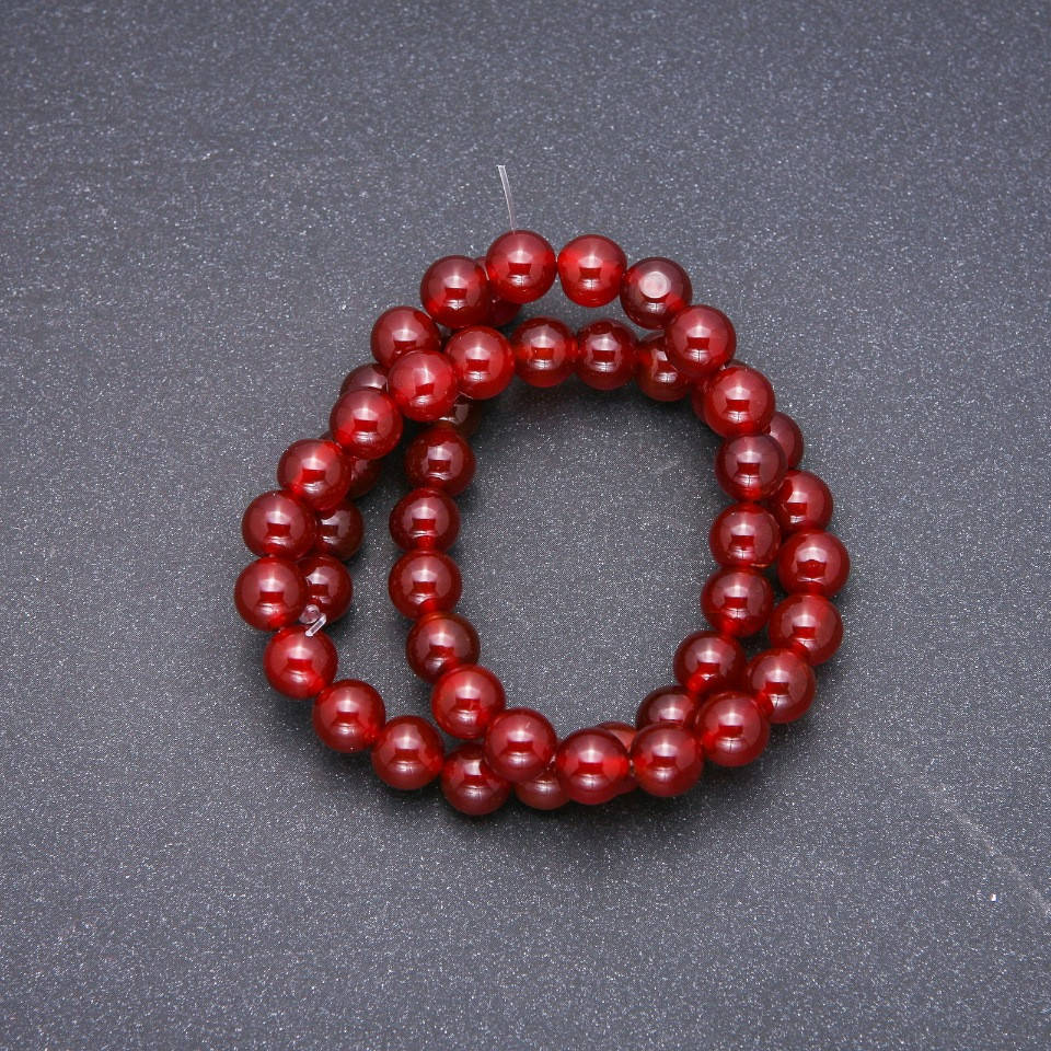 

Бусины натуральный камень Сердолик на нитке шарик d-8(+-)мм, L-38см