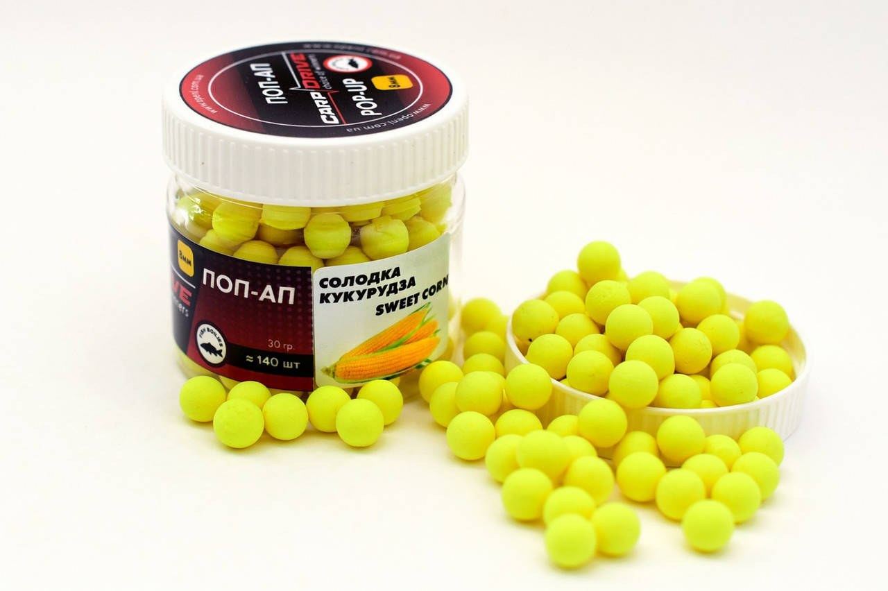 

Бойл плавающий, поп ап для рыбалки, поп ап Сладкая Кукуруза (Sweet Corn) 8мм Carp Drive