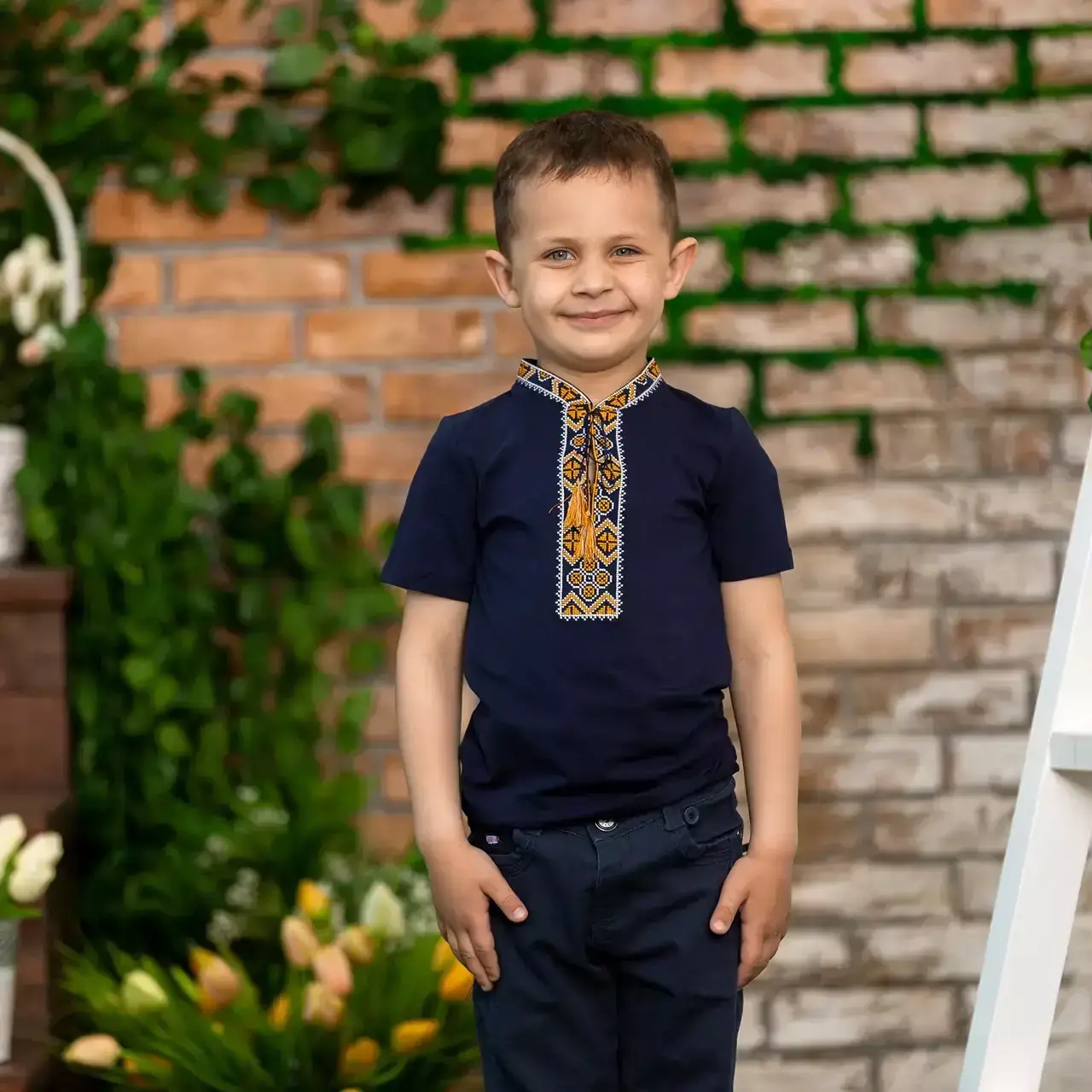 

Футболка-вишиванка для хлопчиків M.S. 92-158 см Козацька синій df148