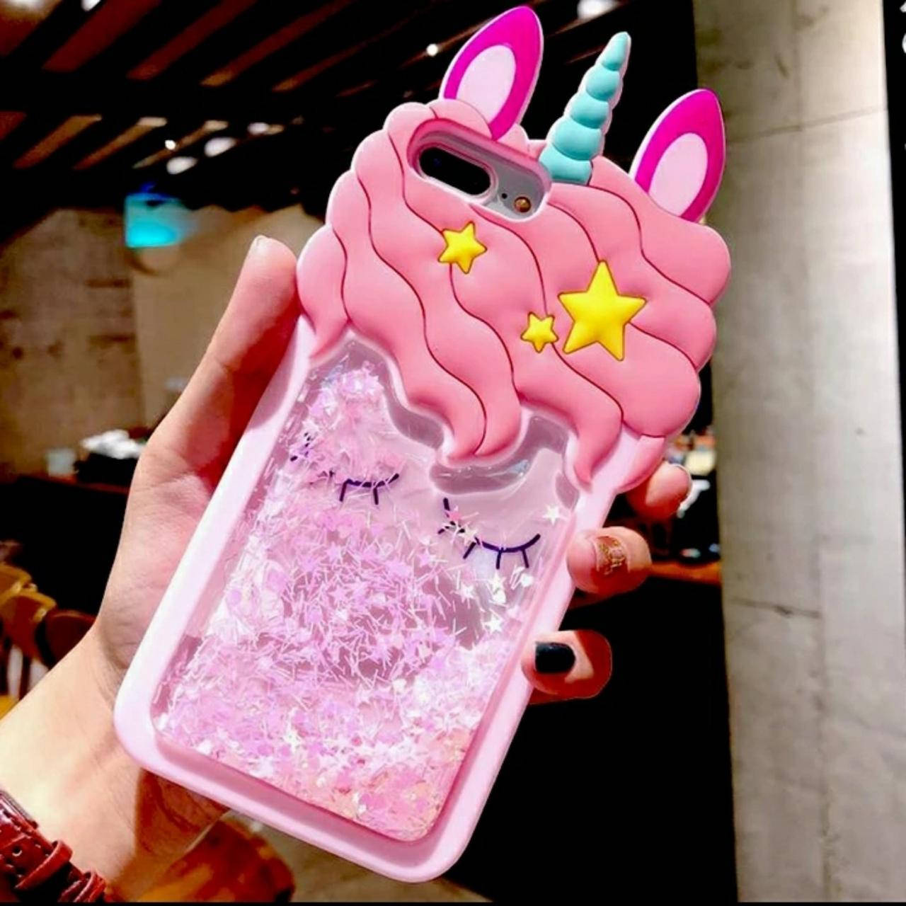 

Чехол 3D на iPhone 8 plus Единорог розовый с блестками