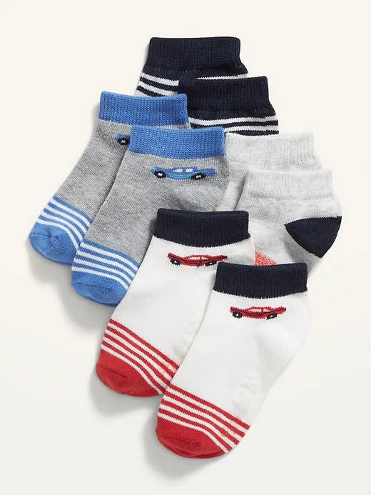 

Набор демисезонных заниженных носков в полоску - 4 пары Олд Неви для мальчика 6-12М - 14 см