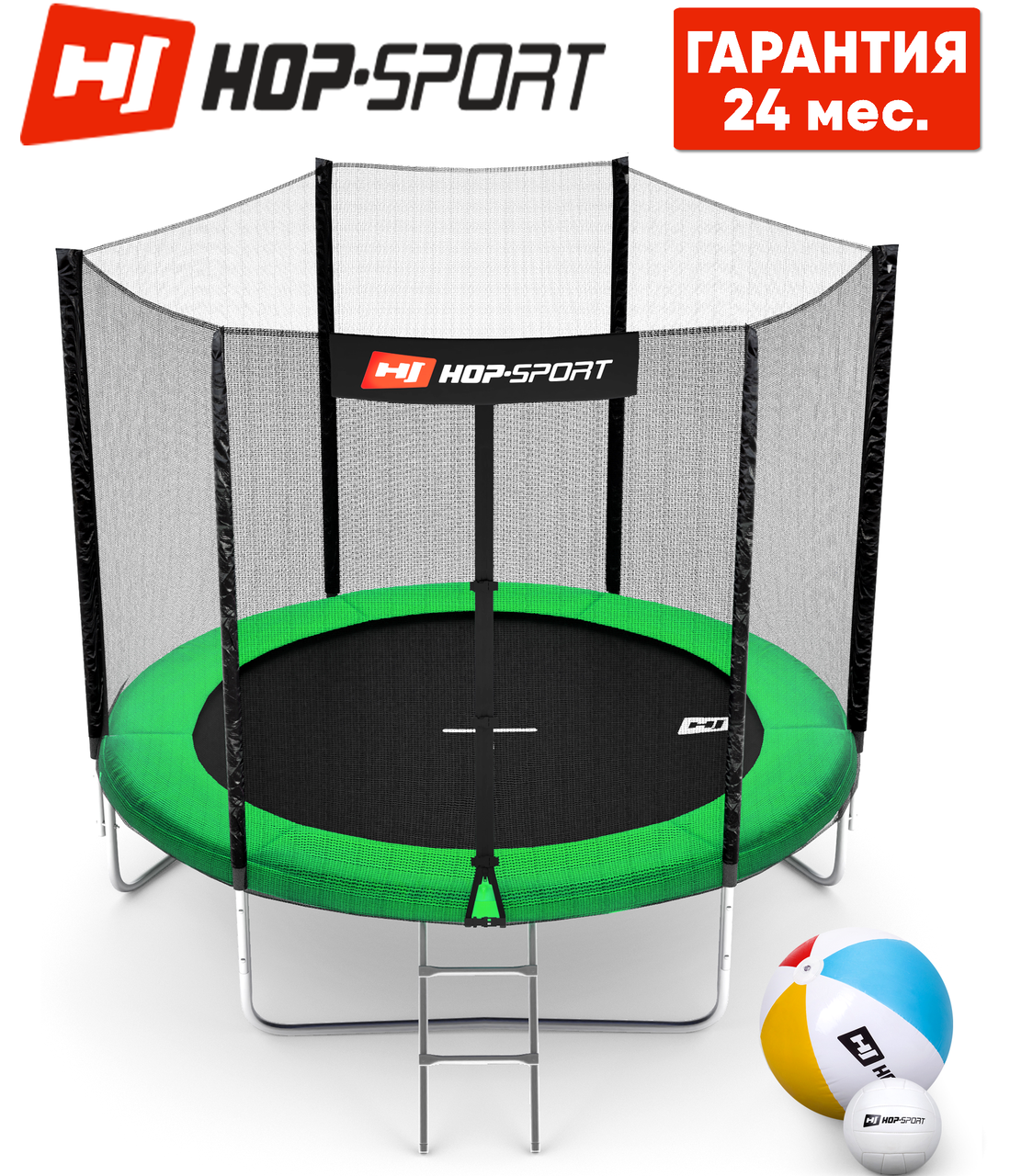 

Батуты детские Hop-Sport 244 см. Зеленый с внешней сеткой - 3 ножки Для детей и взрослых. Гарантия 24 мес.