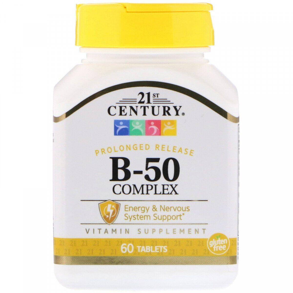 

Вітамінна добавка 21st Century B-50 Complex, Prolonged Release, 60 Tabs