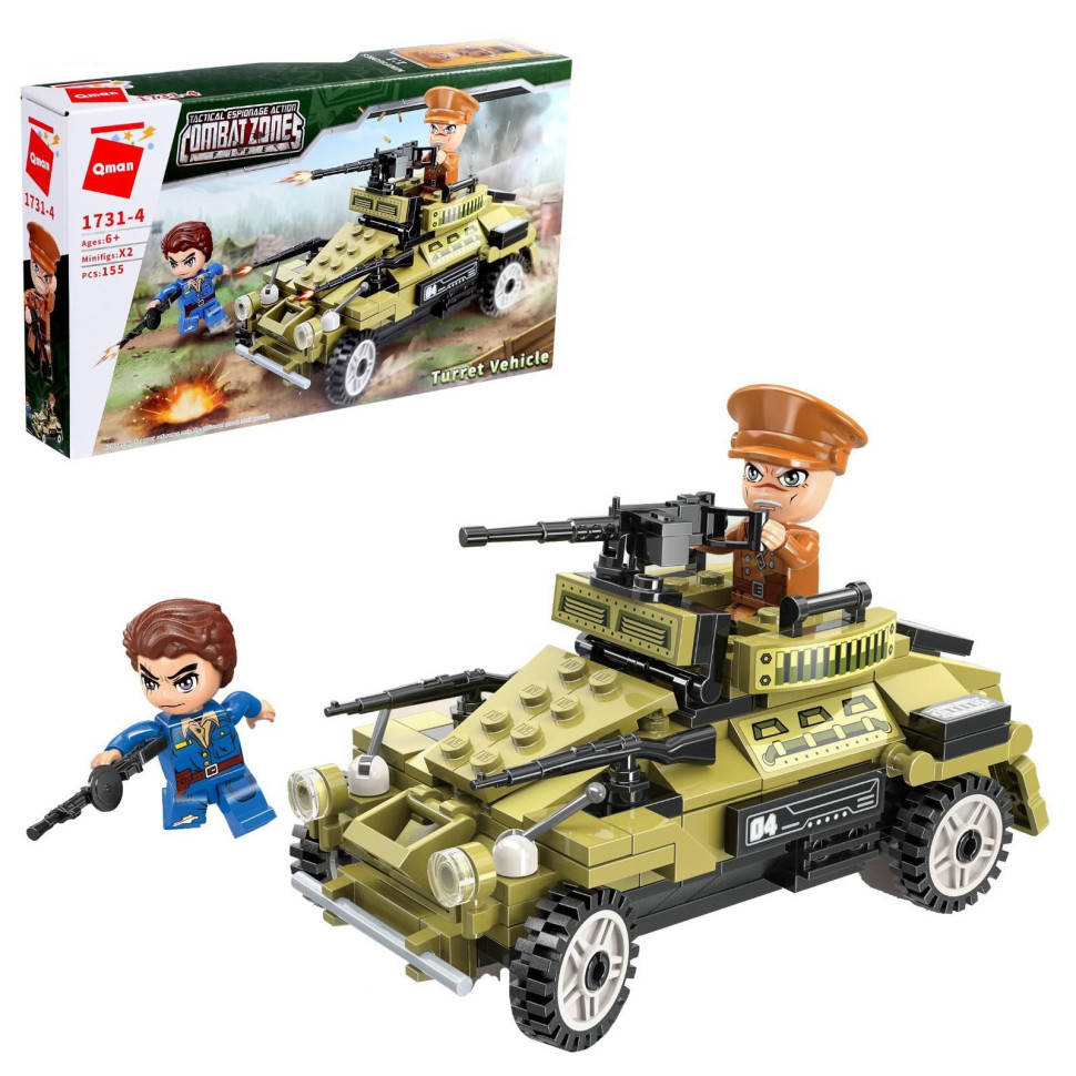 

Детский конструктор Броневик Qman 1731Q военный транспорт с фигуркой, Разные цвета