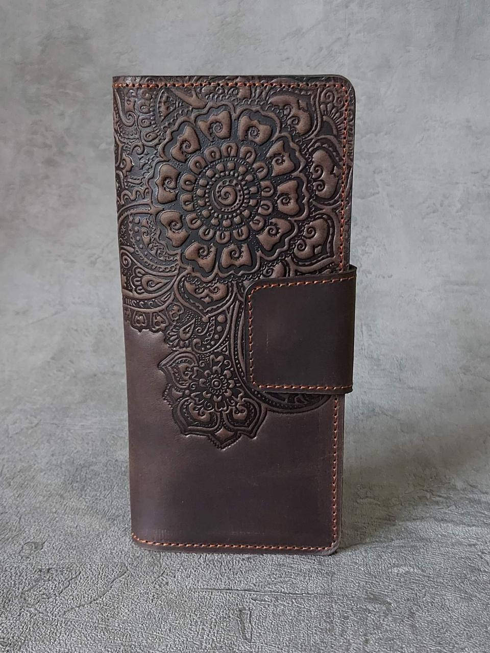 

Кожаный кошелек ручной работы, качественный клатч-кошелек, Коричневый