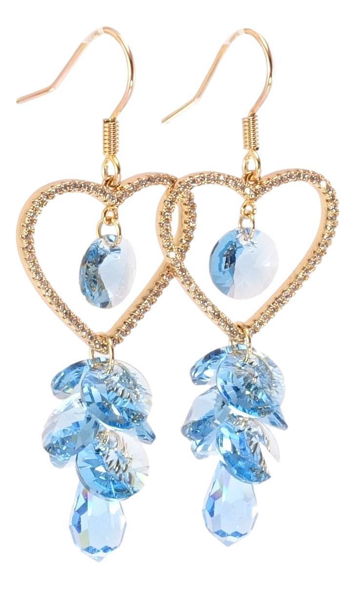 

Серьги Xuping Позолота 18K с кр-ми Swarovski подвески французский замок "Сердечки с кристаллами Aquamarine"