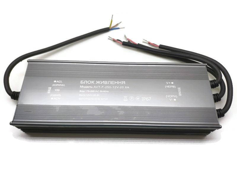 

AVT-F-250-12V-20.8A Блок питания 12В 20.8А 250Вт IP67 262*91*37 мм