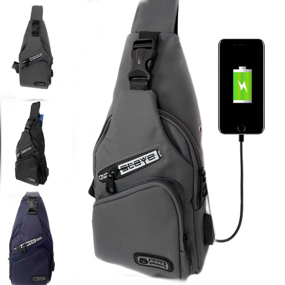

Мужская сумка слинг через плечо с USB Fashion Sport . Сумка-рюкзак мессенджер