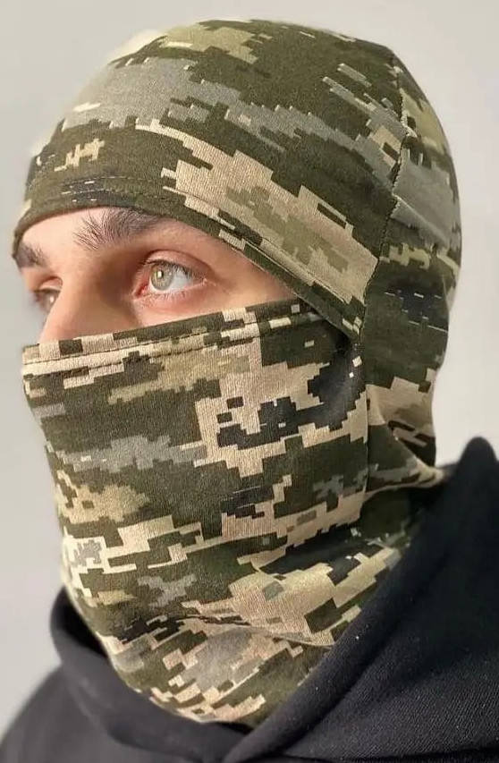 

Балаклава военная зеленая камуфляжная, мужская балаклава подшлемник пиксель зеленый