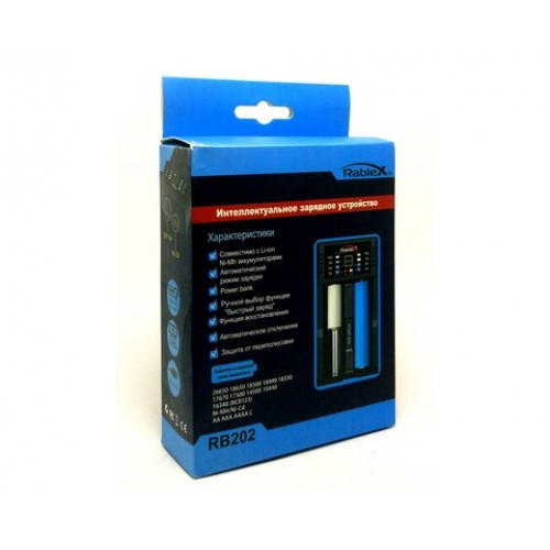 

Зарядное устройство Rablex RB202 (2 канала, функция Power Bank) (18650, Li-Ion, USB)