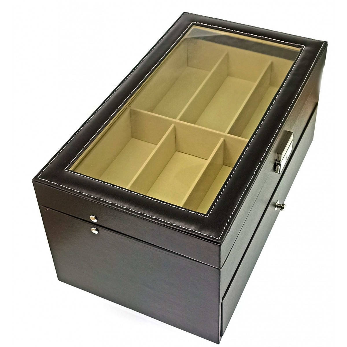 

Прямоугольная шкатулка из дерева для очков на 12 шт (34х19х16 см), Коричневый