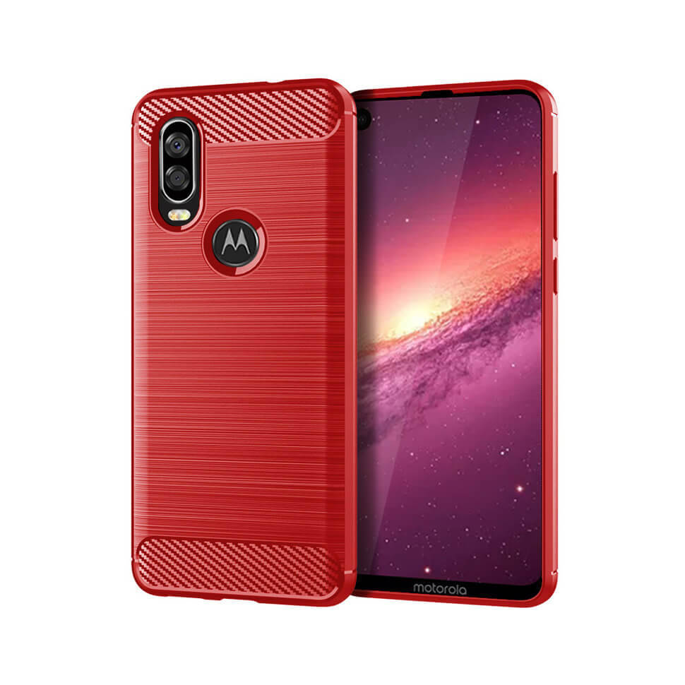 

Чехол Lenuo Carbon Fiber для Motorola One Vision Red, Красный