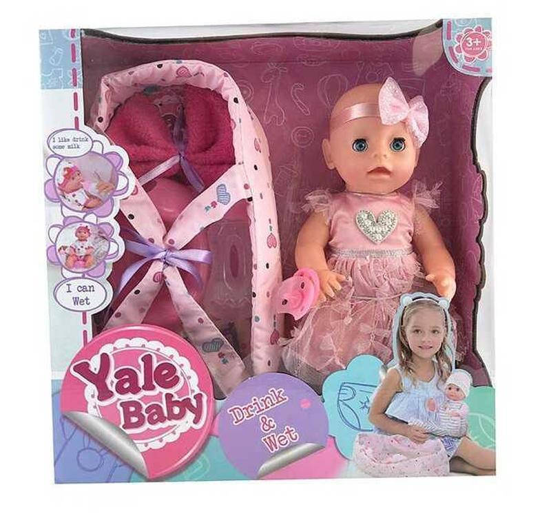 

Кукла пупс Yale baby в переноске, аксессуары