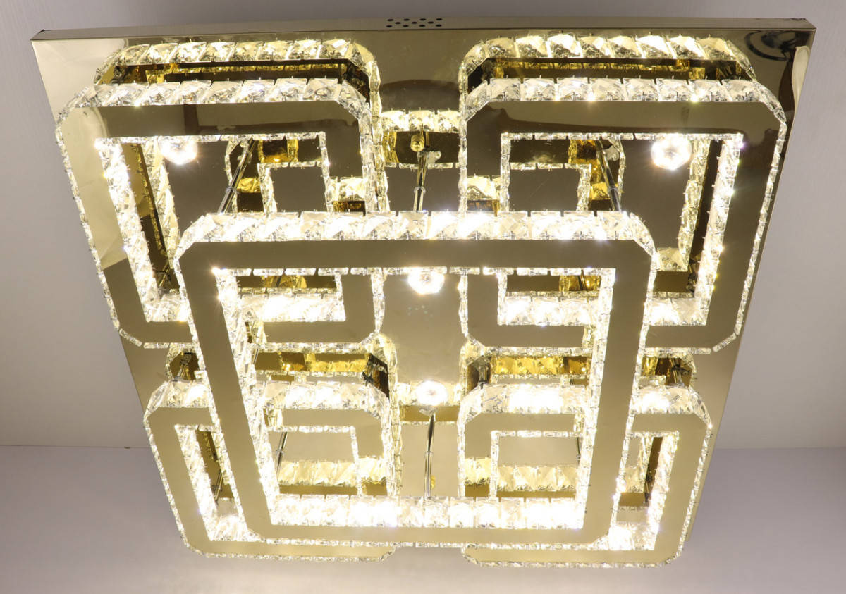 

Люстра потолочная хрустальная LED с пультом C1787/800*800-gd Золото 17х80х80 см.
