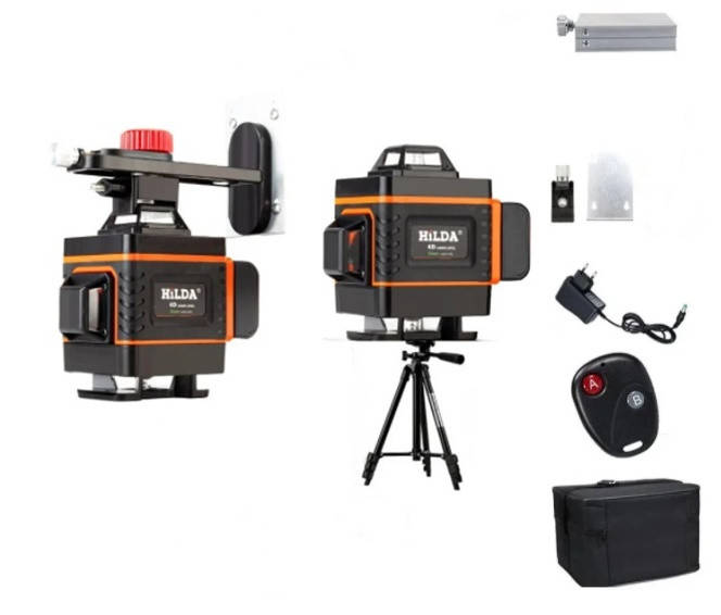 

Лазерный 3D уровень Hilda 4D 16 линий + ПУЛЬТ + штатив