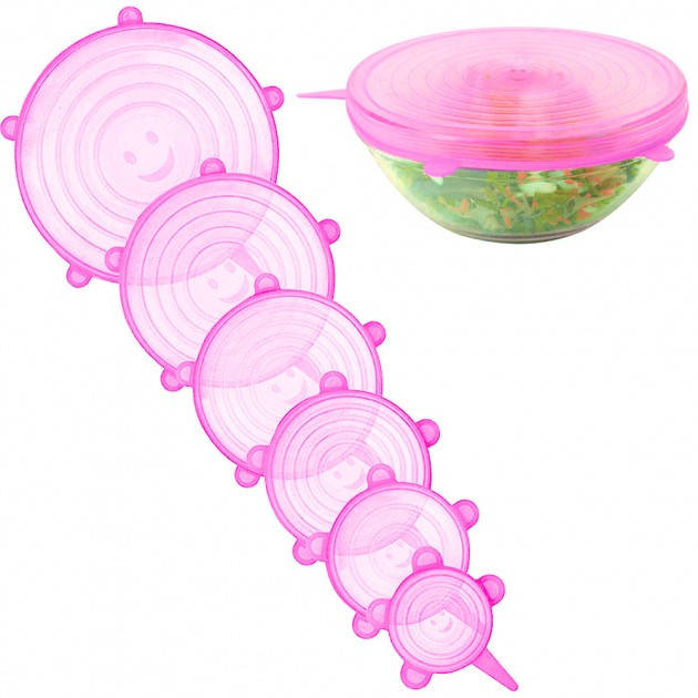 

Набор силиконовых крышек A-Plus Kitchenio Super Stretch Silicone Розовых 6 шт, Розовый