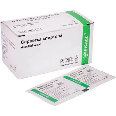 

Спиртовые медицинские антисептические салфетки Medicare 100 штук