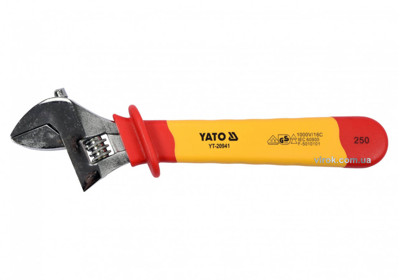 

Ключ разводной диэлектрический YATO VDE до 1000 В 250 мм YT-20941