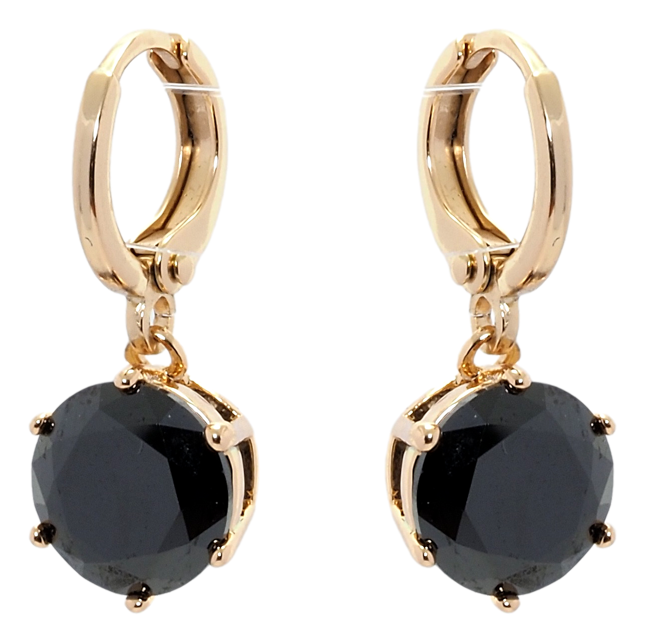 

Серьги Xuping Позолота 18K колечки "Черные кристаллы" ø 9мм