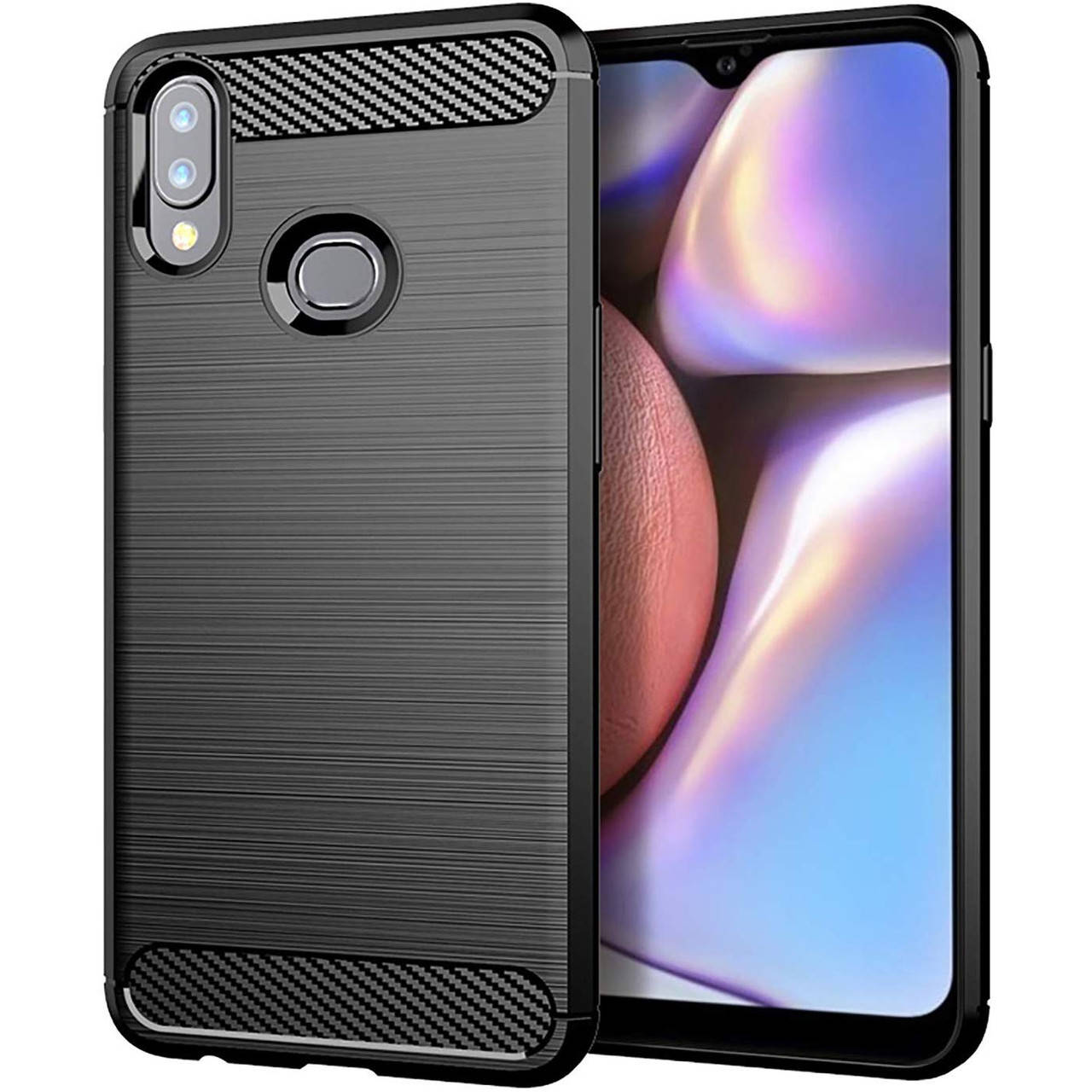 

Чехол для Samsung Galaxy A10s противоударный плотный карбоновый чехол на самсунг а10с черный PLS
