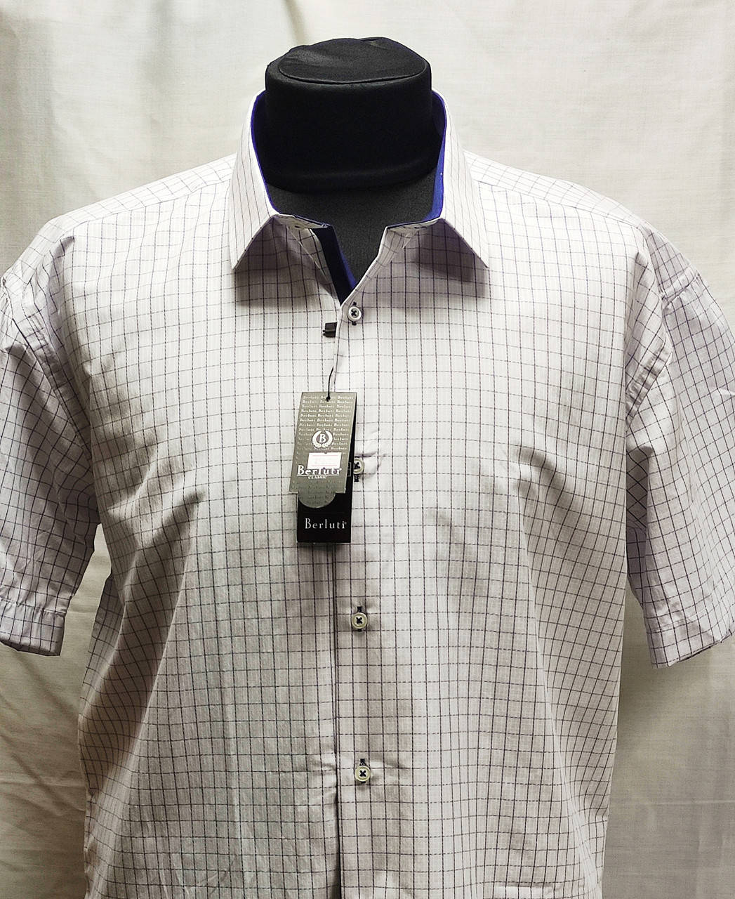 

Шведка мужская Berluti белая с голубой клеткой, батал 4ХL,5XL, Бежевый