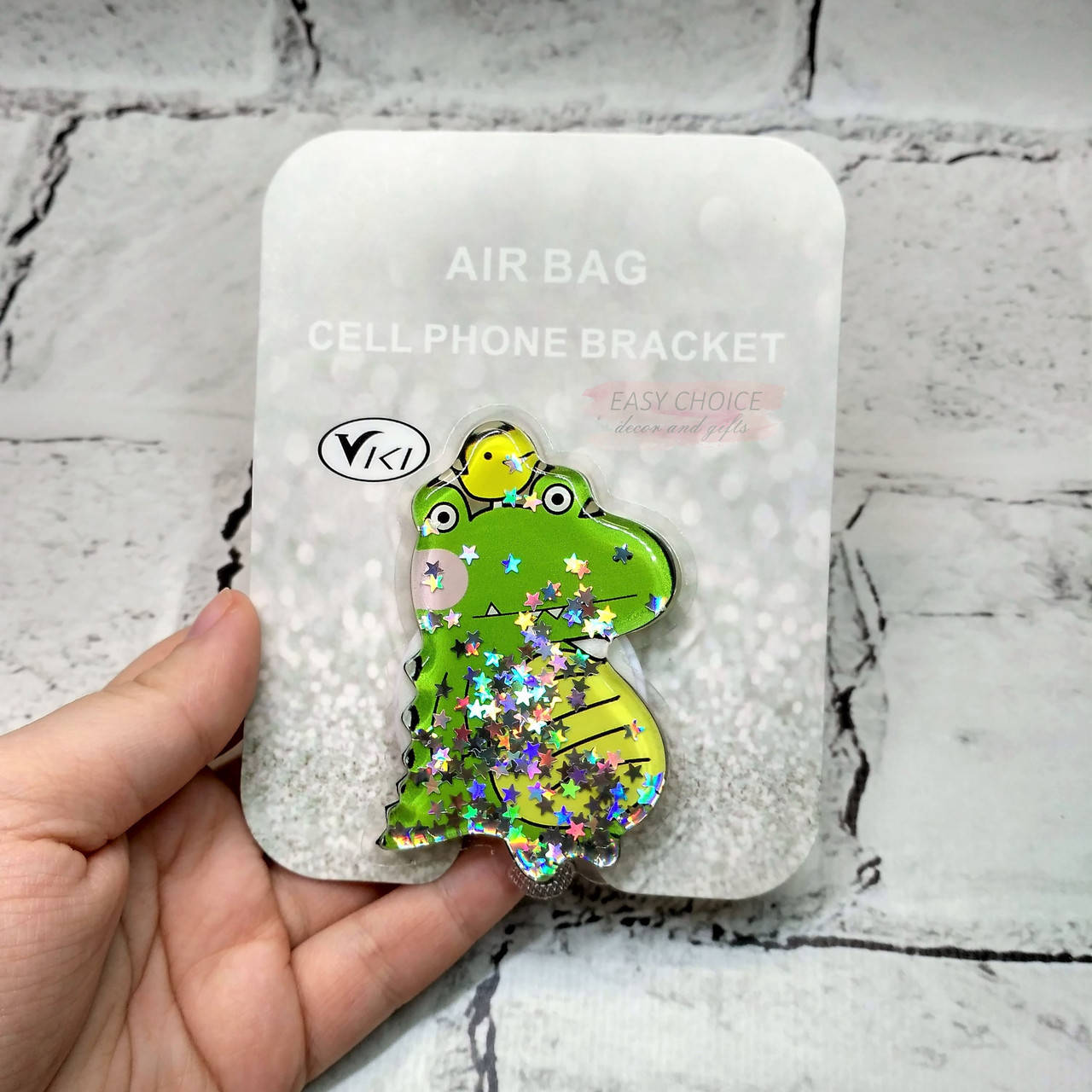 

Попсокет Popsocket держатель для телефона Жидкие Блестки glitter, Дракоша, Зелёный