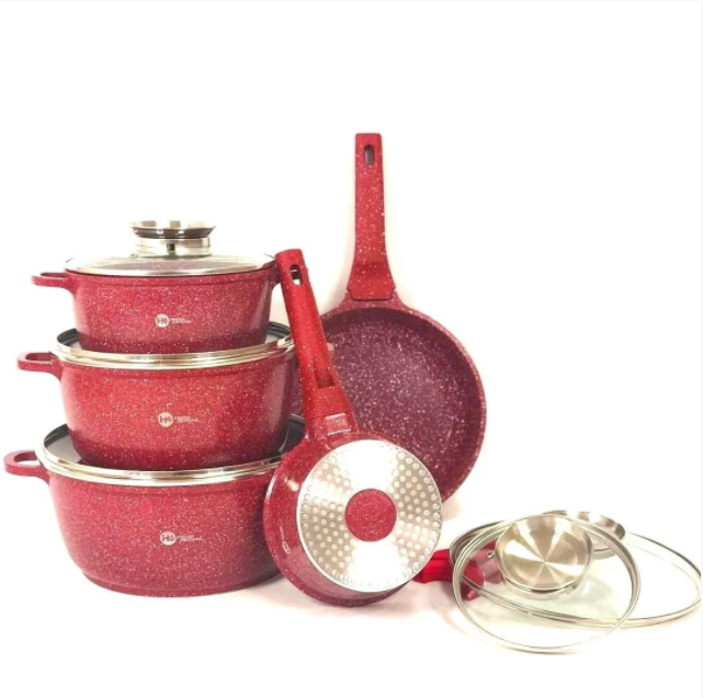 

Набор посуды с гранитным антипригарным покрытием Higher Kitchen HK-305 из 14 предметов, Разные цвета