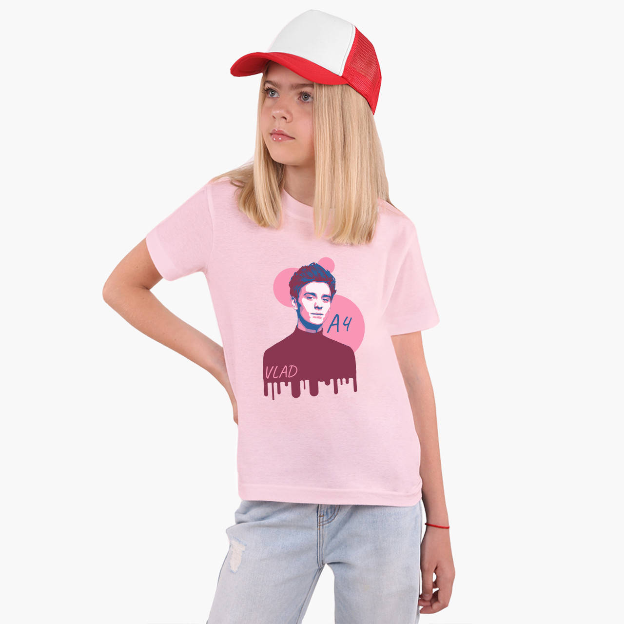 

Футболка детская для девочек блогер Влад Бумага А4 (blogger Vlad A4) (25186-2624) Розовый 128