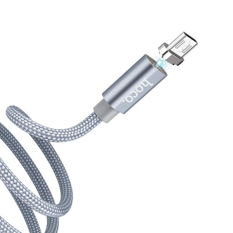 

Магнитный кабель Hoco U40A magnetic adsorption charged MicroUSB 1m Metal Gray, Черный