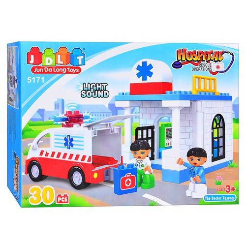 

Конструктор JDLT 5171 пункт скорой помощи, 30дет. звук, свет., Разные цвета