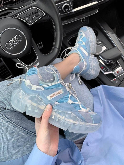 

Женские кроссовки Jimmy Choo Diamond trail Sky Blue Голубые Люкс, Голубой