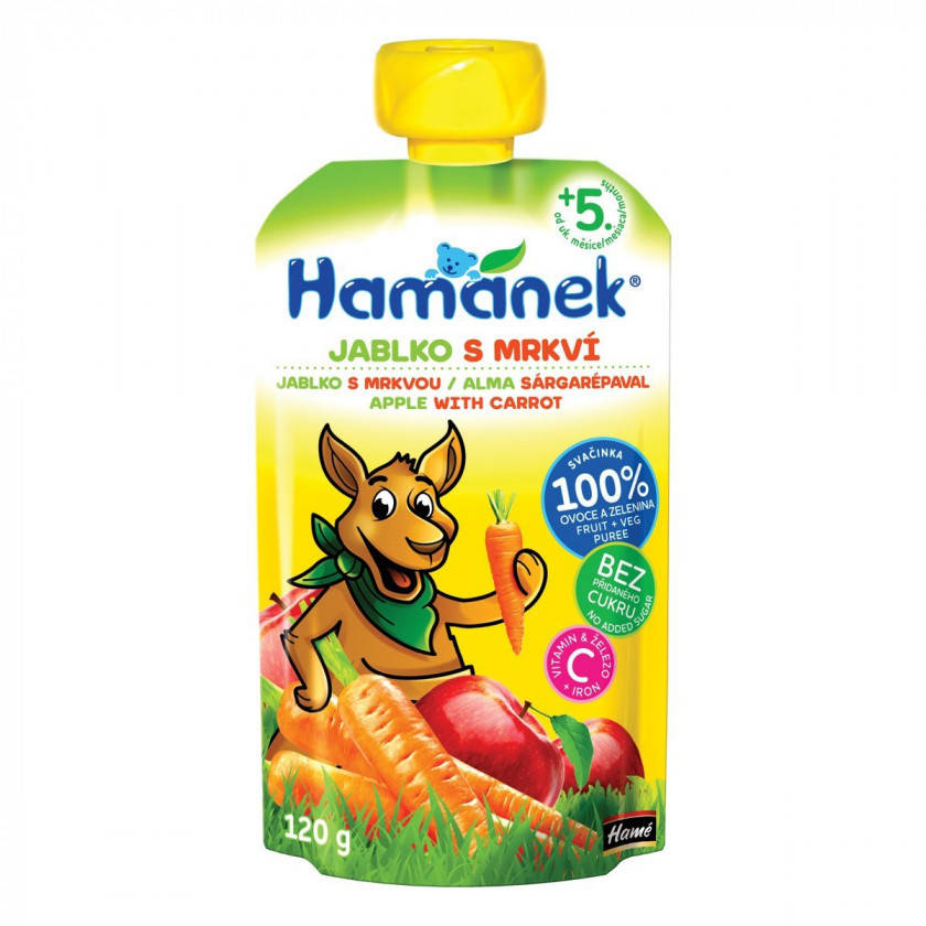 

Пюре фруктово-овощное яблоко с морковью Hamanek, 120г