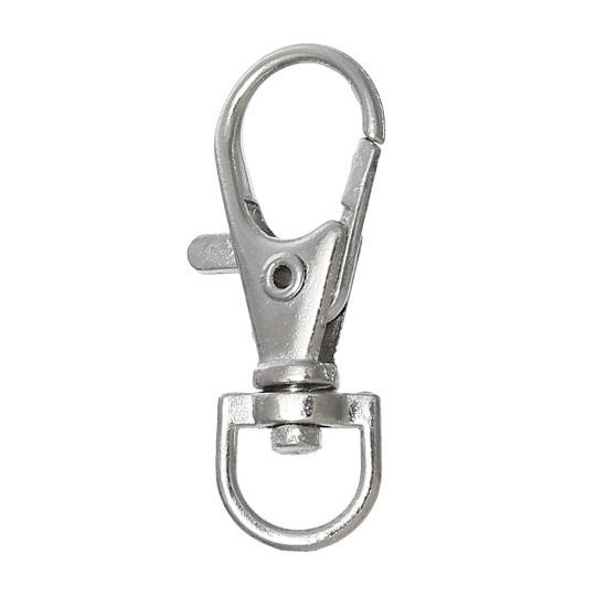 

Застежка большая Finding Карабин для ключей сумки поворотный Cеребристый 35 mm x 16 mm