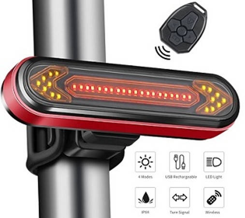 

Велосипедная задняя фара (габарит) BK600 Стоп + повороты + пульт + microUSB (4 режима)
