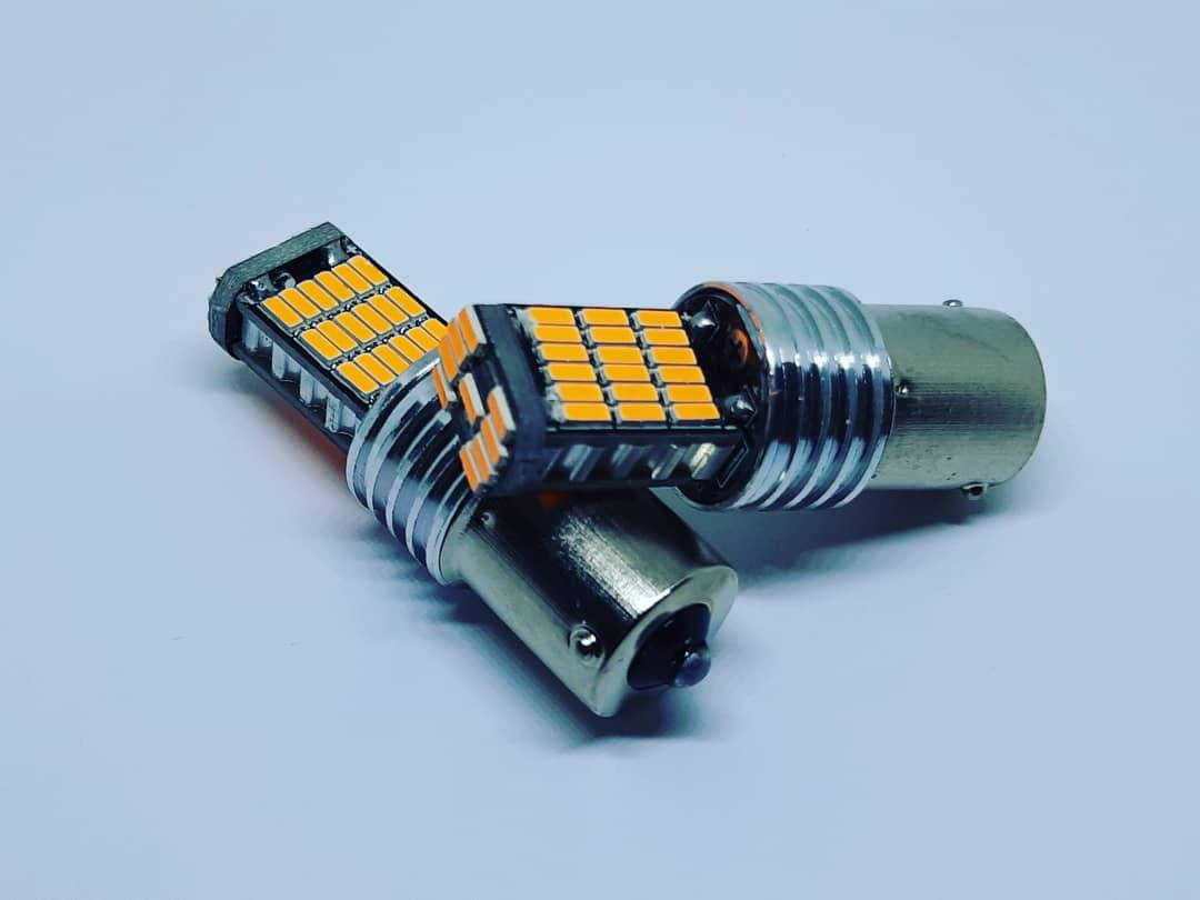 

Лампа BA15s(P21W)A 12V LED 45x4014 yellow CANBUS "помаранчевий"