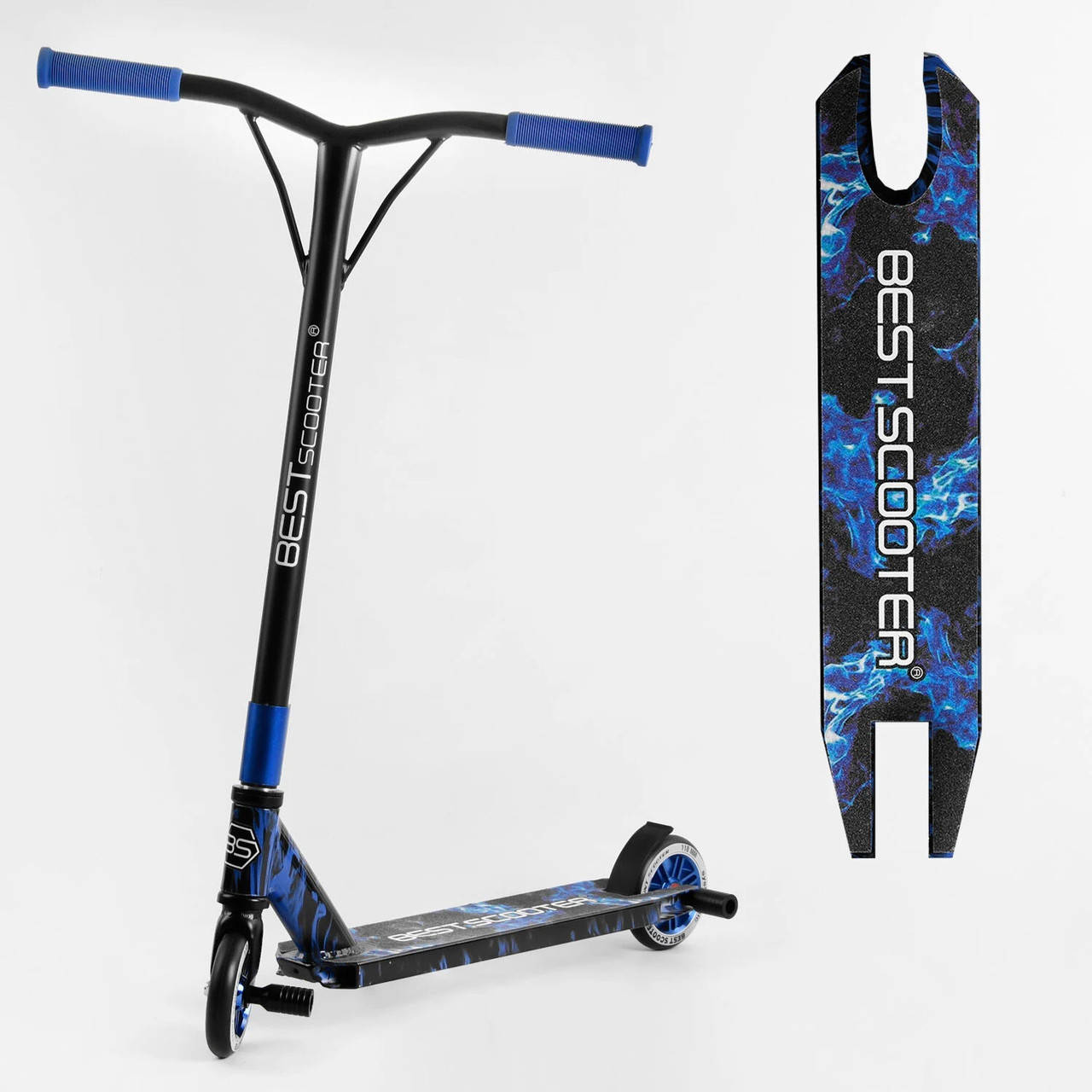 

Самокат трюковый Best Scooter HIC двухколесный колеса 110 мм Черно-синий на АЛЮМИНИЕВЫХ ДИСКАХ с ПЕГАМИ 17244
