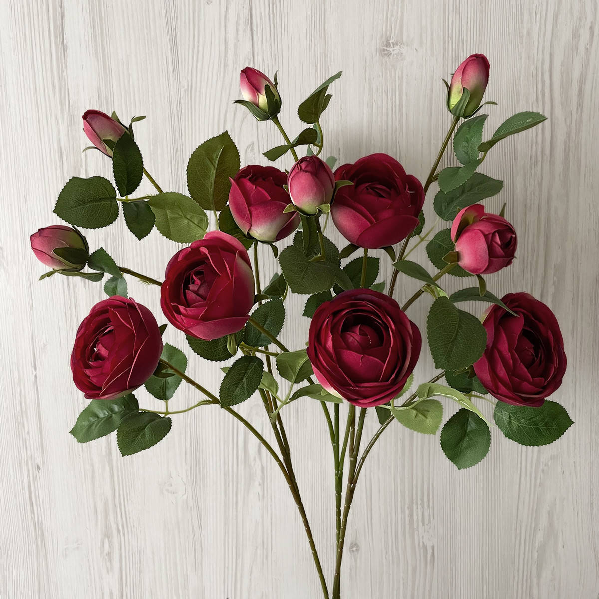 

Ветка искусственной садовой розы красной VR 032, Красный