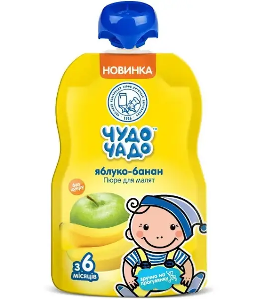 

Пюре Чудо-Чадо 90 г (Пауч) Яблучно-бананове