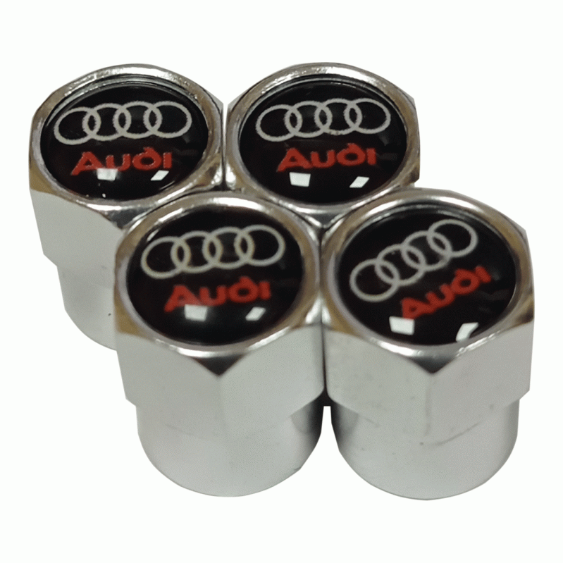 

Защитные металлические колпачки на ниппель, золотник автомобильных колес с логотипом AUDI - хром
