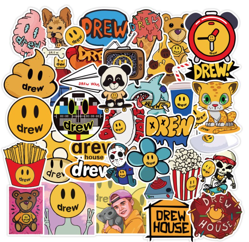 

Стикер Бомбинг Наклейки 5000 штук Акция Опт DREW HOUSE JUSTIN BIEBER 15 штук