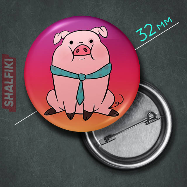 

"Пухля с галстуком (Гравити Фолз / Gravity Falls)" значок круглый на булавке Ø32 мм