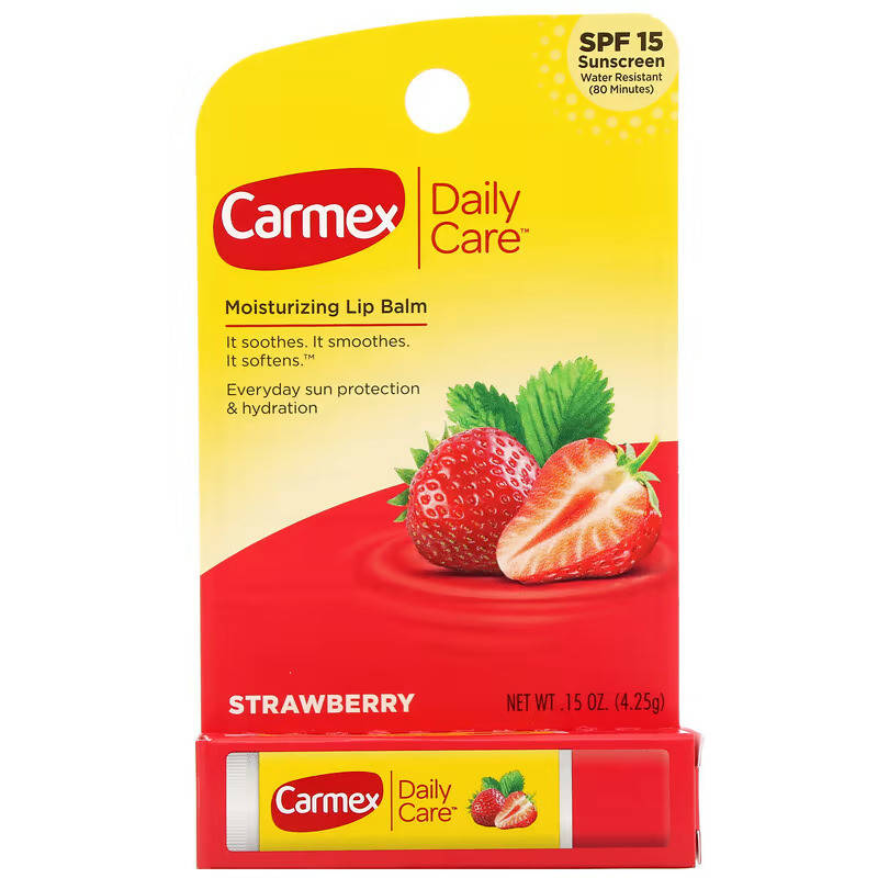 

Увлажняющий бальзам для губ Daily Care, Carmex, клубника, SPF 15, 4,25 г (США)