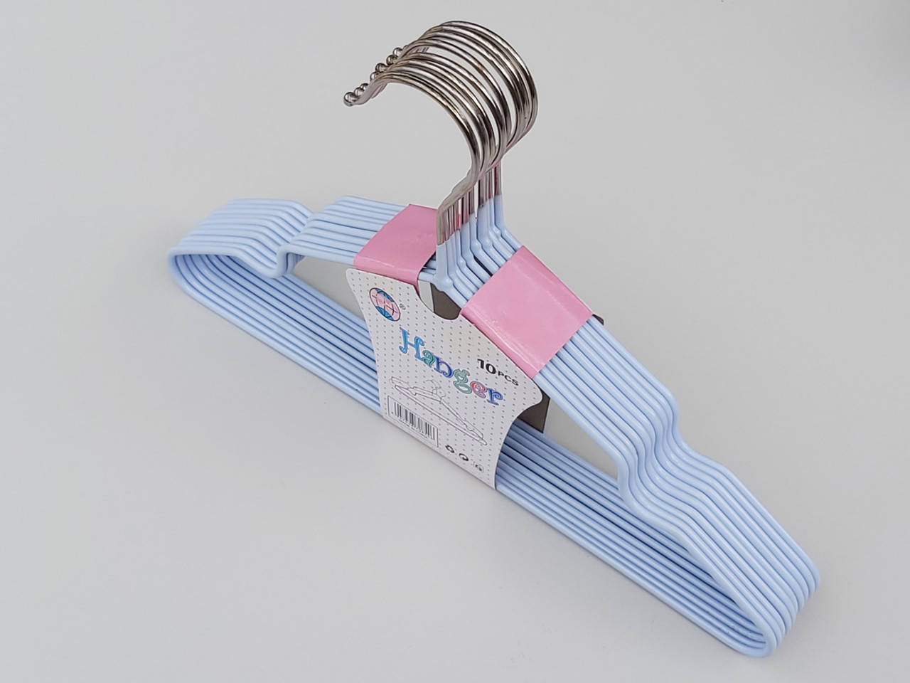 

Плечики длина 30 см, в упаковке 10 штук, детские металл в силиконовом покрытии нежно-голубого цвета