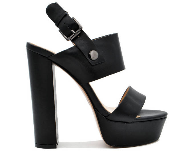 

Женские натуральные кожаные черные Fashion босоножки на высоком толстом устойчивом каблуке / платформе Польша 40