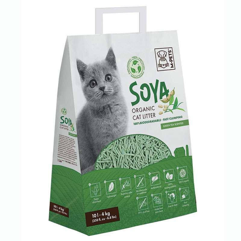 

M-Pets Soya Organic Cat Litter Green Tea Scented – Органический 100% биоразлагаемый наполнитель для кошачьего